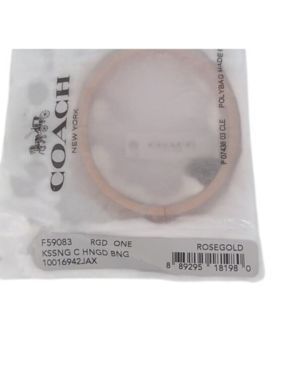 Coach Kissing C Hinged Bangle Bracelet, Rose Gold - Picture 3 of 3